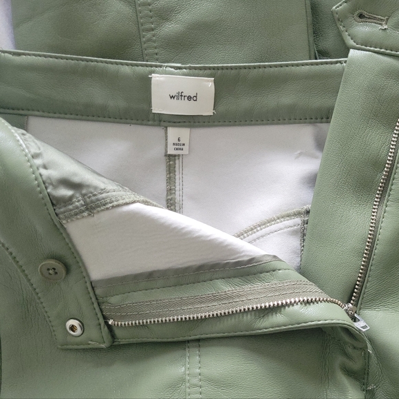 NEW Aritzia Wilfred REBEL pants Bitter Sage Vegan Leather Limited Edition Color - Picture 4 of 8